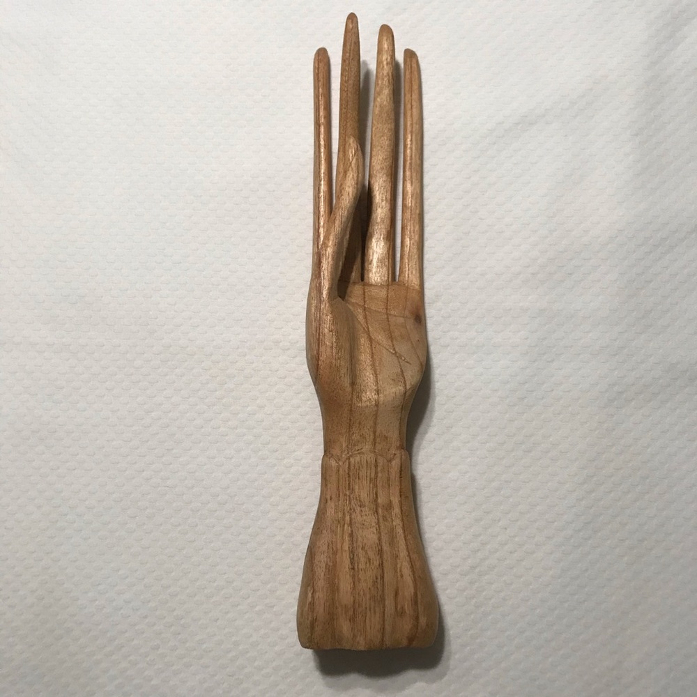 Large wooden hand display made in Indonesia